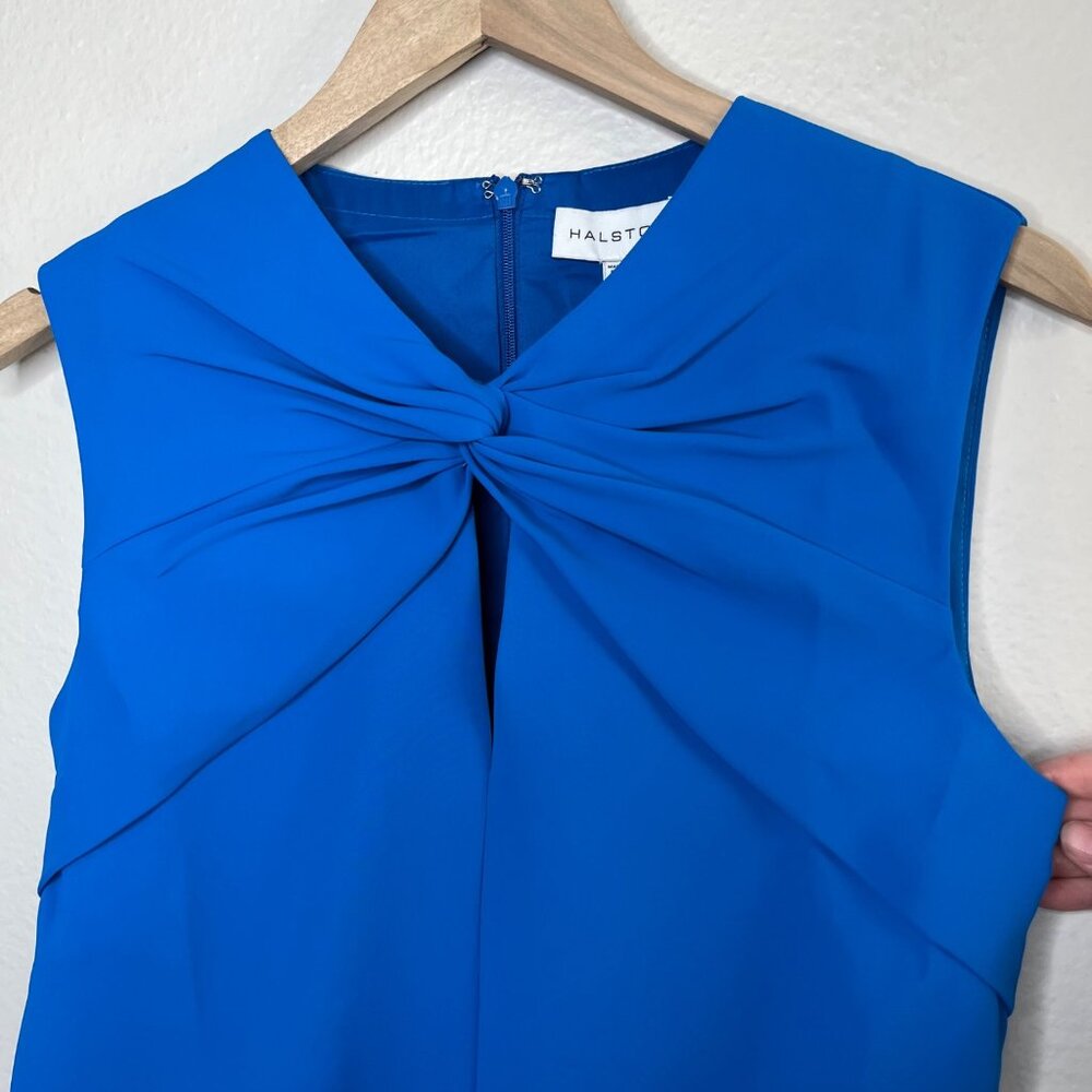 Halston Women's Faren Knot Dress Shell Top Ocean Blue Size 4 - Picture 3 of 10